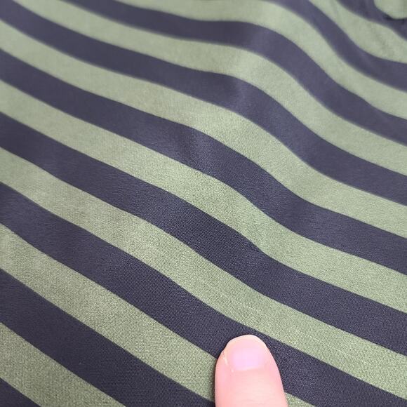 Eci Tunic Top 3/4 Sleeve Large Green Black Stripe Tunic Blouse Mod Witchy - Picture 5 of 10